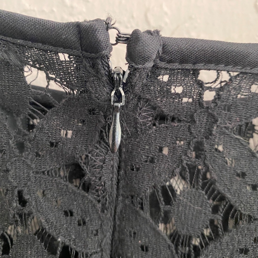 New Directions Lace Whimsygoth Coquette Dress 8 Black Bell Sleeve Tiered Ruffle - Picture 5 of 10